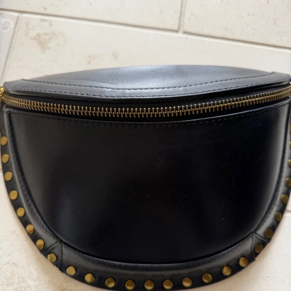 Isabel Marant Black Leather Studded Convertible Shoulder/Waist Bag - Picture 6 of 7